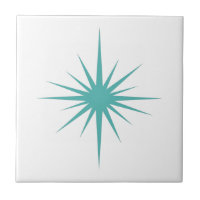 Turquoise Blue Atomic Starburst Mid-century Modern