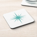 Turquoise Blue Atomic Starburst Mid-century Retro Coaster<br><div class="desc">This mid century modern beverage coaster features a bold turquoise blue atomic starburst,  which will make a fantastic addition to your coffee or end table!</div>