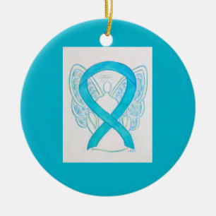 Turquoise Blue Awareness Ruban Angel Ornements