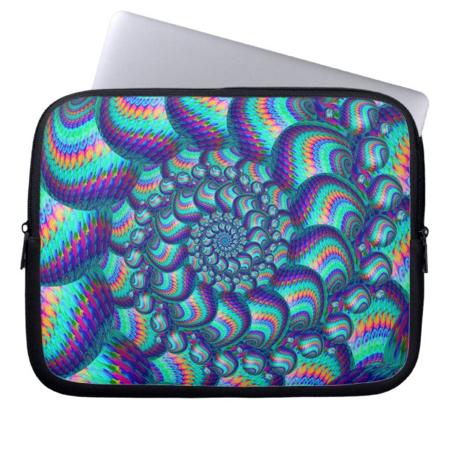 Turquoise Blue Balls Fractal Pattern Laptop Sleeve (Front)
