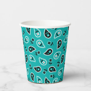 Turquoise Blue Bandana Rodeo Wild West Paper Cups