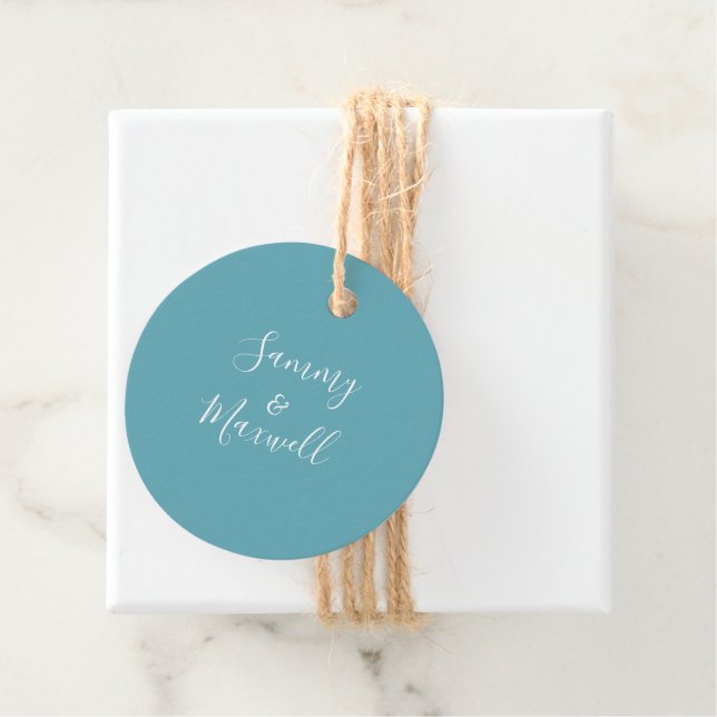 Turquoise Blue Beach Wedding Favour Tags (In Situ)
