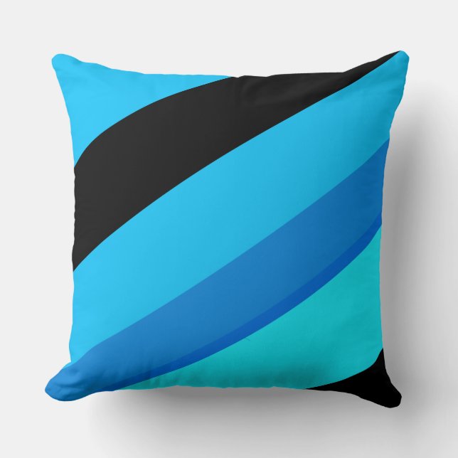 Turquoise Blue Black Stripes Throw Pillow (Front)