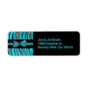 Turquoise Blue & Black Zebra Glitter Stripes