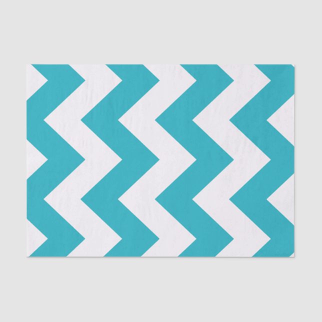 Turquoise Blue Bold Mod Chevron Tissue Paper (Front)