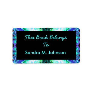 Turquoise Blue Bookplate Label
