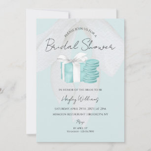 Turquoise Blue Bow Bridal Shower Invitation