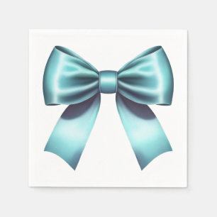 Turquoise Blue Bow Elegant Bridal Shower Wedding Napkin