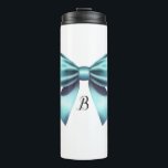 Turquoise Blue Bow Elegant Bridal Shower Wedding Thermal Tumbler<br><div class="desc">Personalized Custom Tumbler</div>