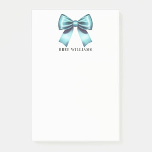 Turquoise Blue Bow Elegant Chic Desk Office Post-it Notes