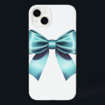 Turquoise Blue Bow Elegant Girly Ribbon Case-Mate iPhone 14 Plus Case<br><div class="desc">custom phone case</div>