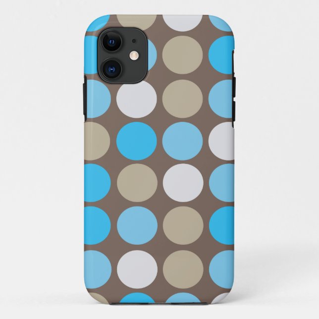 Turquoise Blue & Brown Dots Modern Pattern Case-Mate iPhone Case (Back)