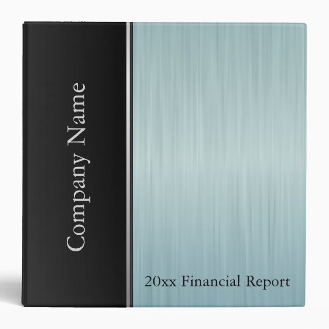 Turquoise Blue Brush Steel Company Style Binder (Front)