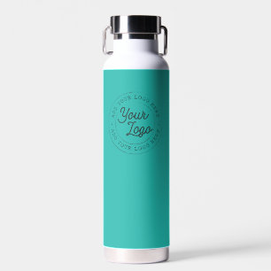 Turquoise Blue   Business Logo Custom Blank Water Bottle