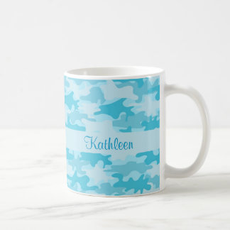 Turquoise Blue Camo Camouflage Name Personalized Coffee Mug