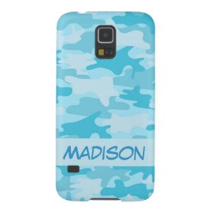 Turquoise Blue Camo Camouflage Personalized Galaxy S5 Case