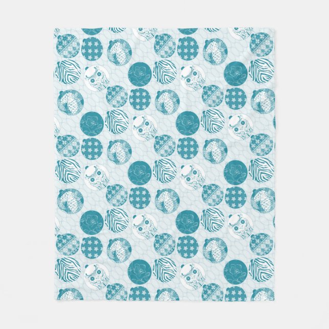 Turquoise , Blue , Christmas pattern  Fleece Blanket (Front)