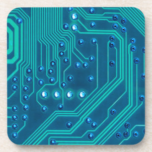 Turquoise Blue Circuit Board - Electronic Print Coaster