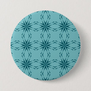 Turquoise blue, cool, trendy flower abstraction 3 inch round button
