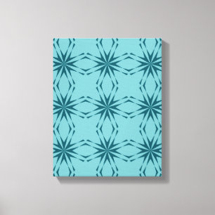 Turquoise blue, cool, trendy flower abstraction canvas print