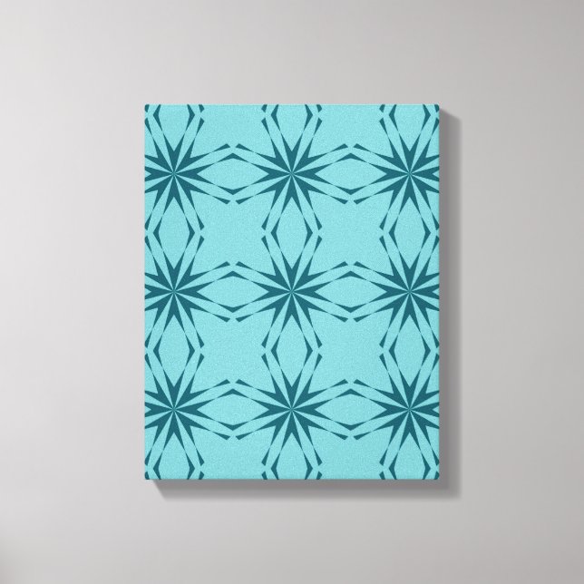 Turquoise blue, cool, trendy flower abstraction canvas print (Front)