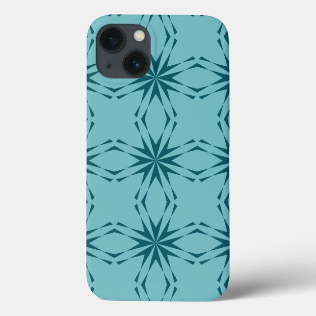 Turquoise blue, cool, trendy flower abstraction Case-Mate iPhone case (Back)