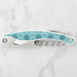 Turquoise blue, cool, trendy flower abstraction corkscrew