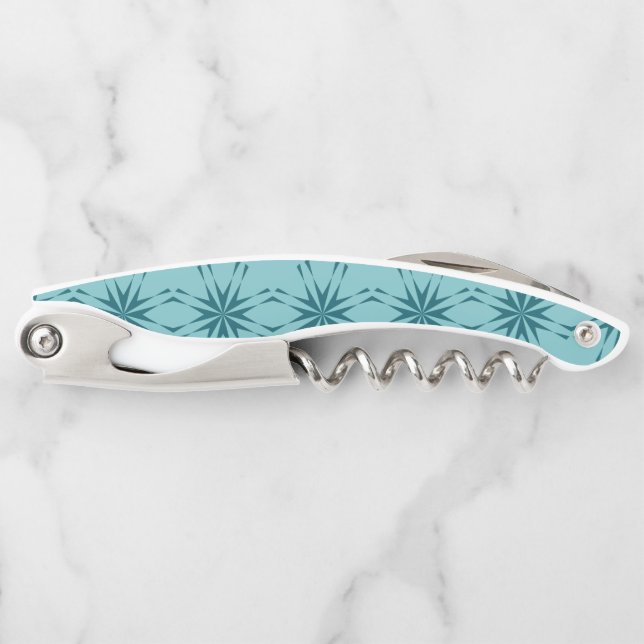 Turquoise blue, cool, trendy flower abstraction corkscrew (Front)