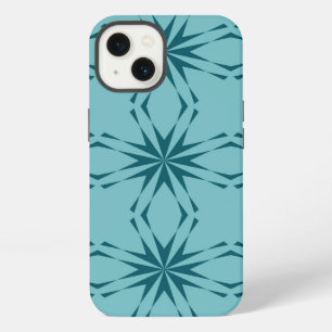 Turquoise blue, cool, trendy flower abstraction iPhone 13 case