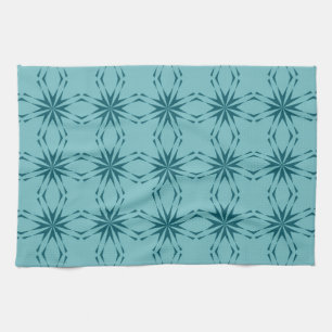 Turquoise blue, cool, trendy flower abstraction kitchen towel