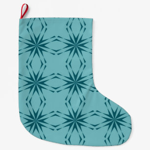 Turquoise blue, cool, trendy flower abstraction large christmas stocking