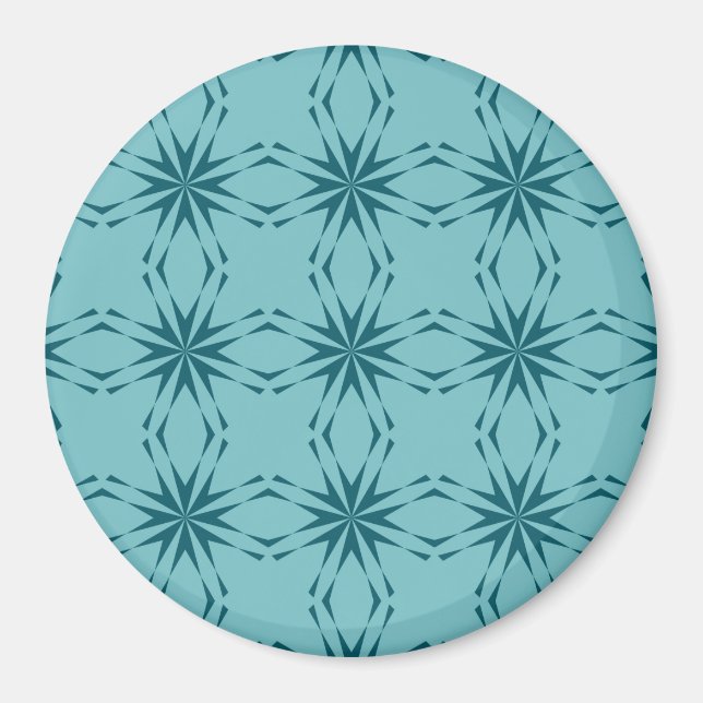 Turquoise blue, cool, trendy flower abstraction magnet (Front)
