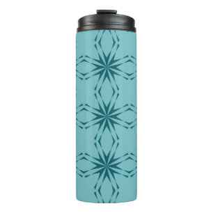 Turquoise blue, cool, trendy flower abstraction thermal tumbler