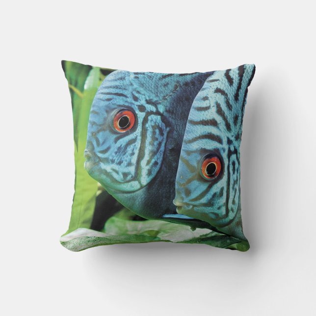 Turquoise Blue Discus Throw Pillow (Front)