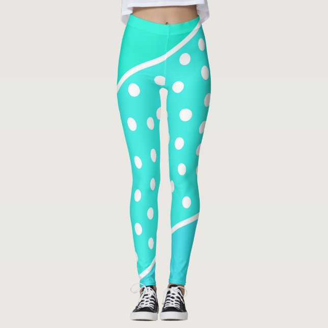 Turquoise blue dotted Leggings (Front)
