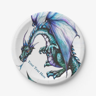 Turquoise blue Dragon Party Paper Products Paper Plate