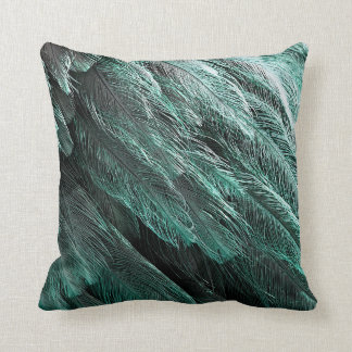 Turquoise blue feather caps throw pillow