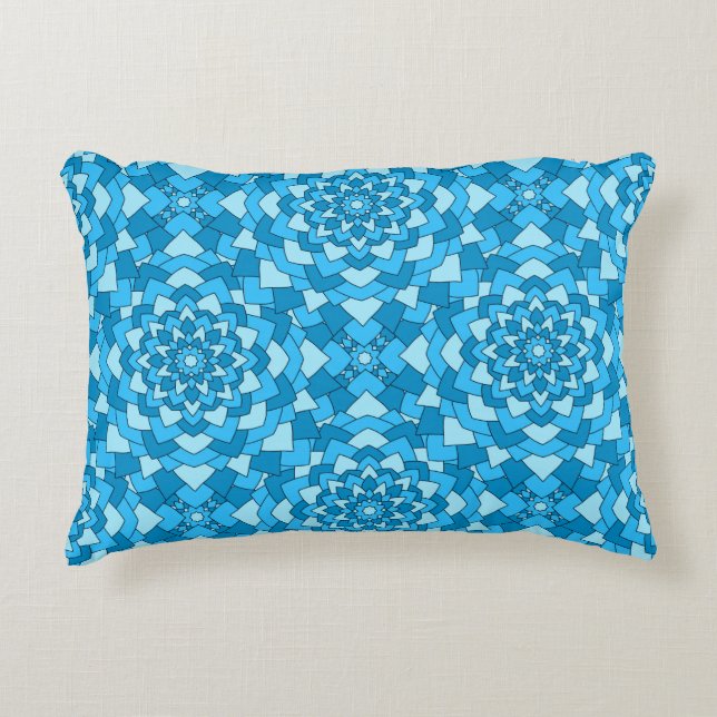 Turquoise blue floral geometric seamless pattern i accent pillow (Front)