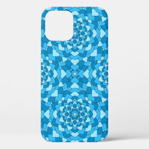 Turquoise blue floral geometric seamless pattern i iPhone 12 case