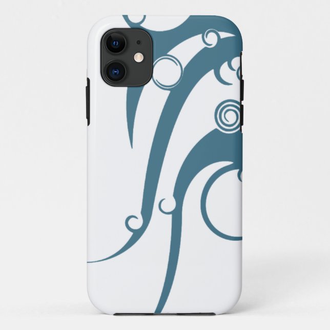 Turquoise Blue Geometric Wave Case-Mate iPhone Case (Back)