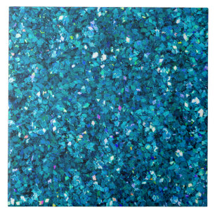 Turquoise-Blue Glitter effect Tile