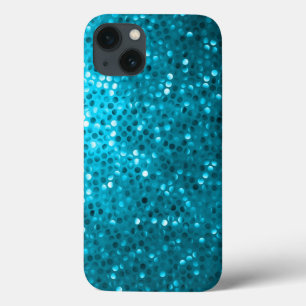 Turquoise Blue Glitter & Sparkles Print iPhone 13 Case