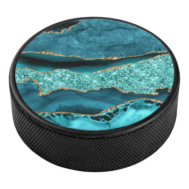 Turquoise Blue Gold Marble Aqua Turquoise Hockey P (3/4/2016 12:00:00 AM)