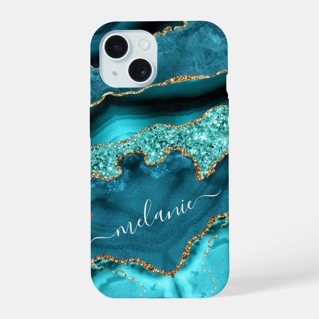 Turquoise Blue Gold Turquoise coque iphone Nom per (Verso)