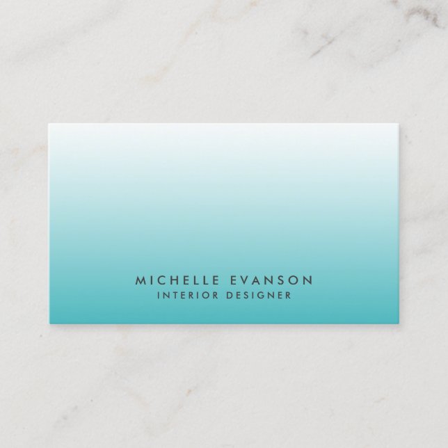 Turquoise Blue Gradient Creative Simple Business Card (Front)
