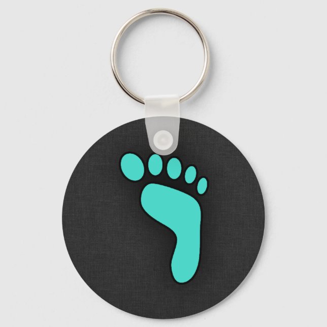Turquoise, Blue-Green Footprint Keychain (Front)