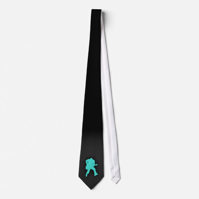 Turquoise; Blue Green Guitar Player Tie (Front)