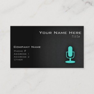 Turquoise, Blue-Green Microphone Business Card