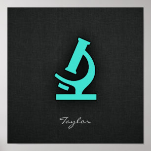Turquoise; Blue Green Microscope Poster