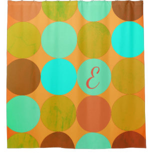 Turquoise Blue Green & Orange Circles Monogram